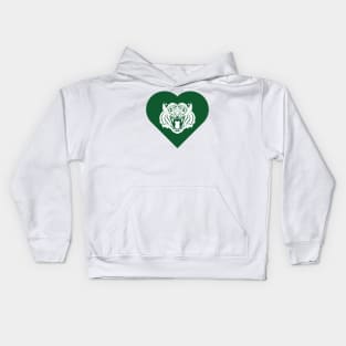 Tiger Mascot Cares Green Kids Hoodie